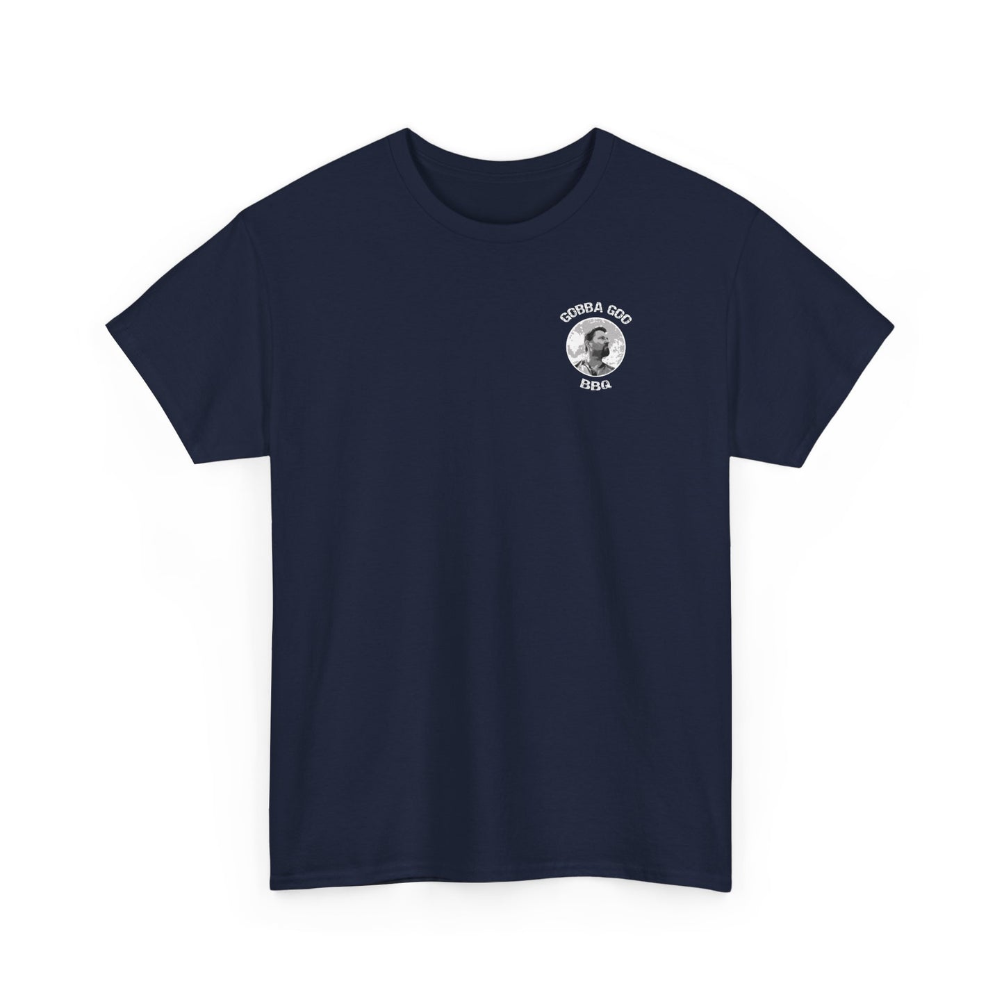 Navy BBQ Unisex Heavy Cotton Tee, Graphic Tee, Casual Wear, Summer BBQ, Gift for Foodies, Comfortable T-Shirt