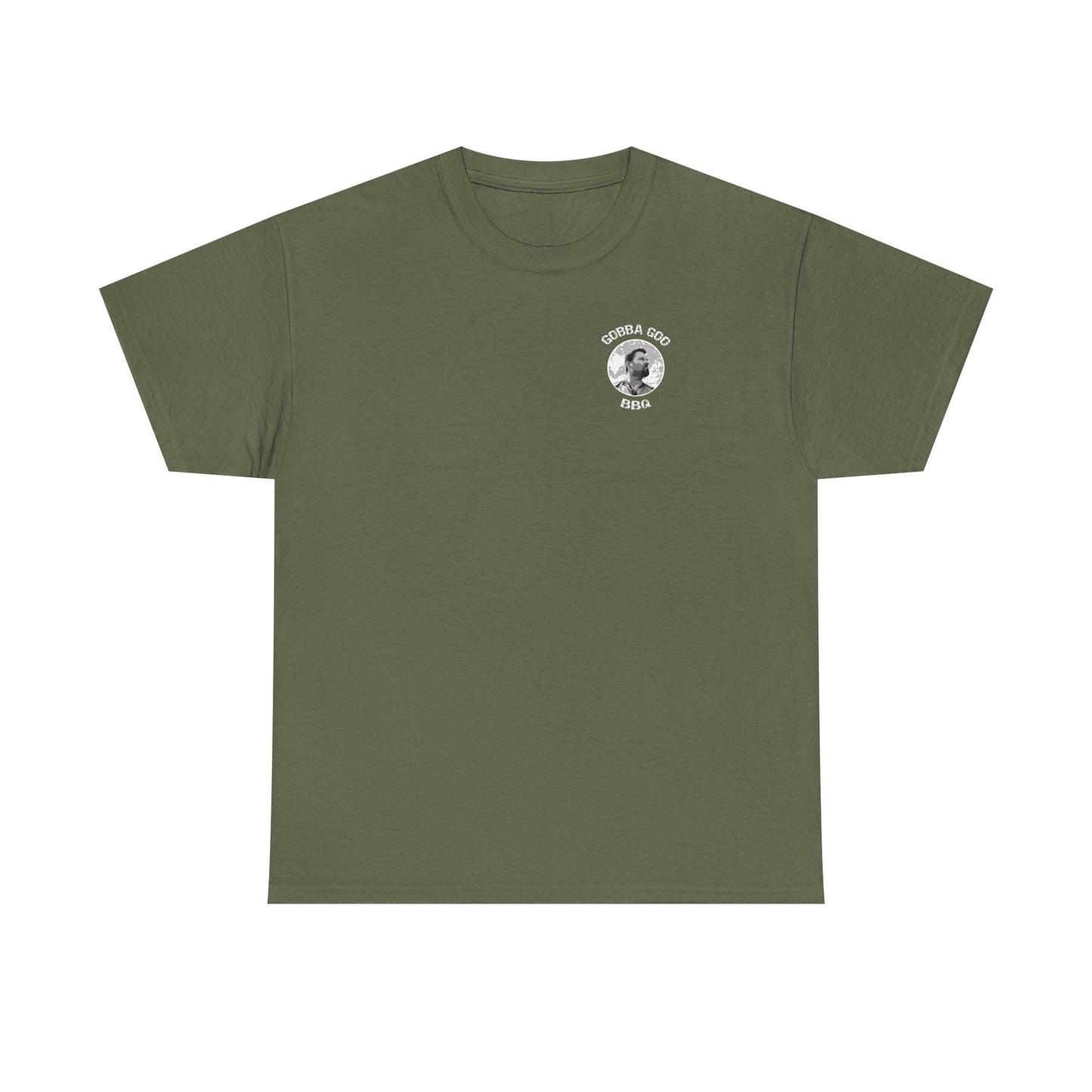 Army Green BBQ Unisex Heavy Cotton Tee, Graphic Tee, Casual Wear, Summer BBQ, Gift for Foodies, Comfortable T-Shirt