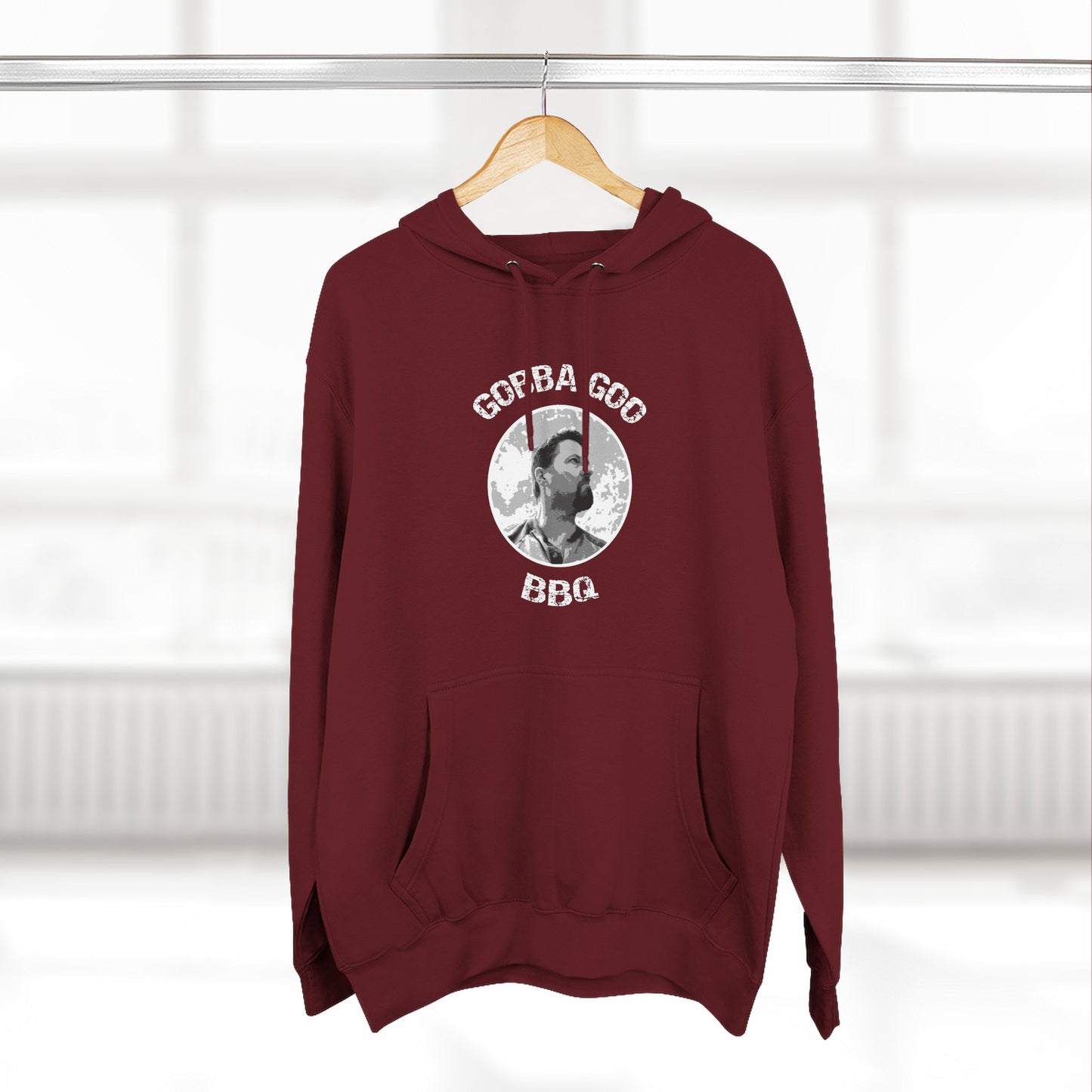 Burgundy Gobba Goo BBQ Fleece Hoodie | Perfect for Summer Cookouts, Gifting, Outdoor Events, or Relaxing at Home, Unisex Pullover