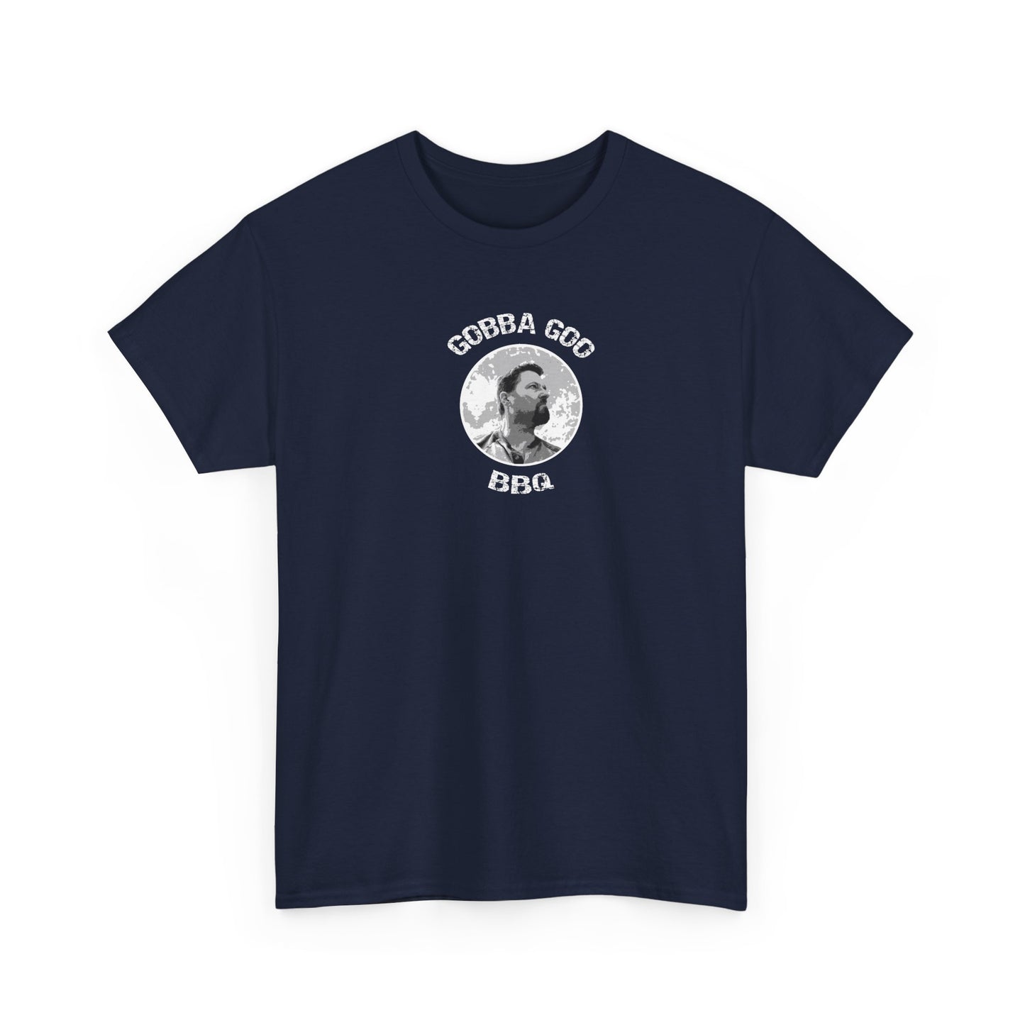 Navy BBQ Unisex Heavy Cotton Tee, Graphic Tee, Casual Wear, Summer BBQ, Gift for Foodies, Comfortable T-Shirt