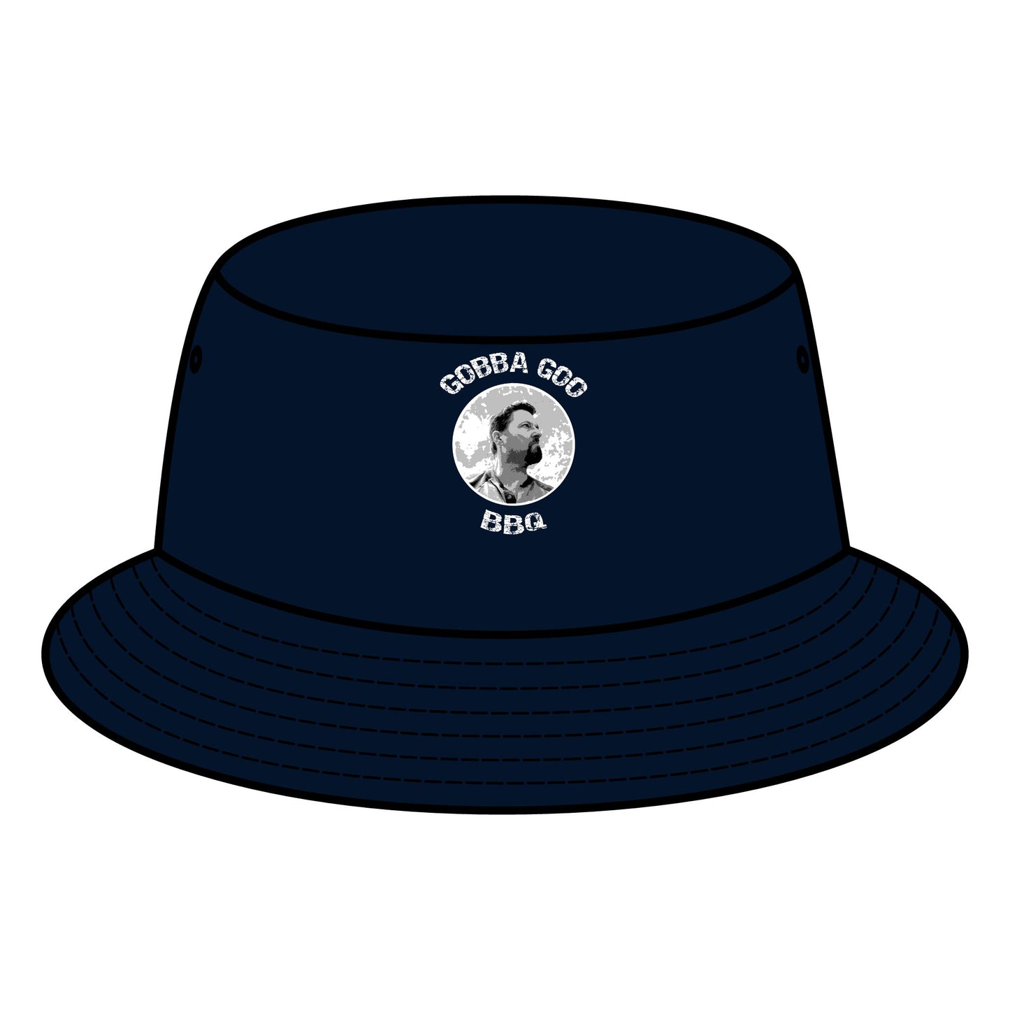 Navy Gobba Goo BBQ Bucket Hat, Outdoor Sun Hat, Summer Accessory, Gift for Grill Lovers, Unisex Fashion, Family Cookouts
