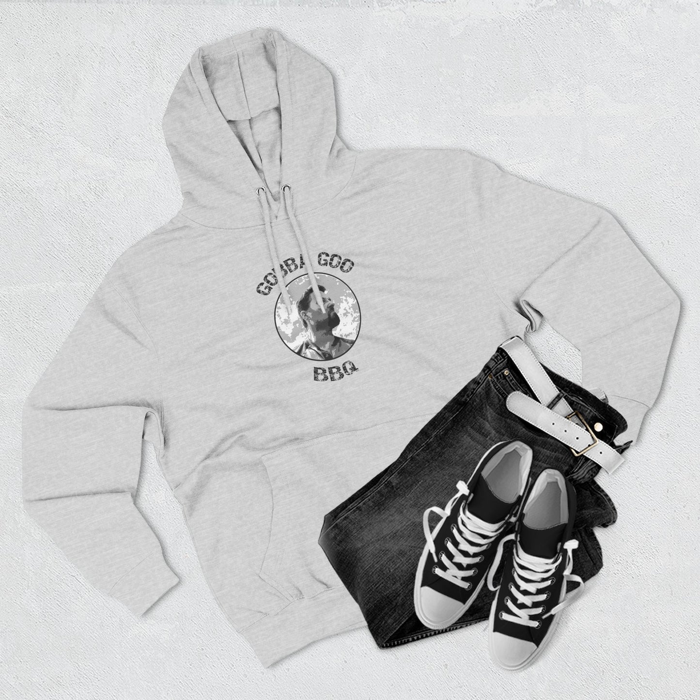 Gray Gobba Goo BBQ Fleece Hoodie | Perfect for Summer Cookouts, Gifting, Outdoor Events, or Relaxing at Home, Unisex Pullover