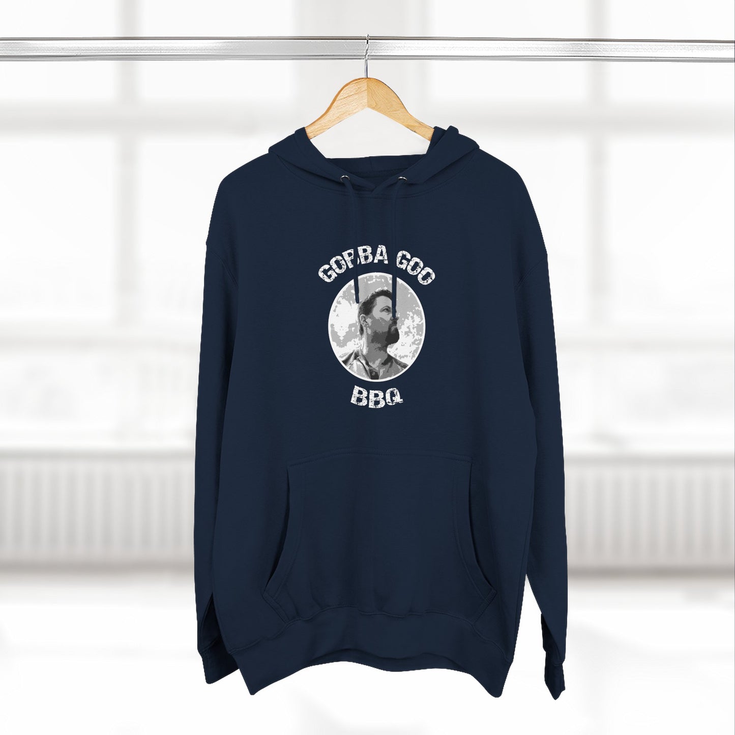 Navy Gobba Goo BBQ Fleece Hoodie | Perfect for Summer Cookouts, Gifting, Outdoor Events, or Relaxing at Home, Unisex Pullover