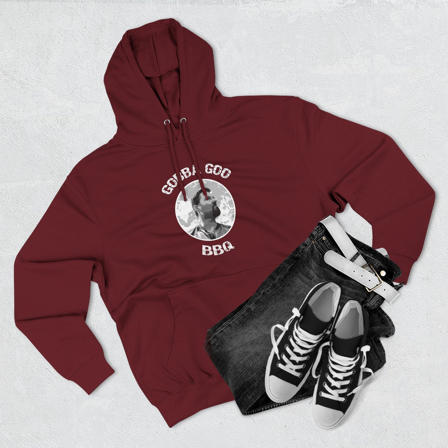 Burgundy Gobba Goo BBQ Fleece Hoodie | Perfect for Summer Cookouts, Gifting, Outdoor Events, or Relaxing at Home, Unisex Pullover