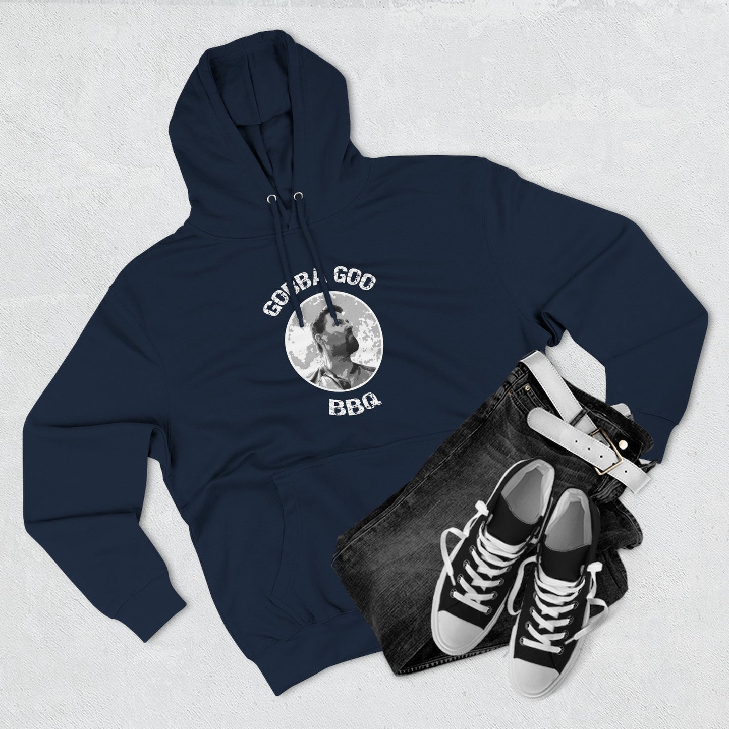 Navy Gobba Goo BBQ Fleece Hoodie | Perfect for Summer Cookouts, Gifting, Outdoor Events, or Relaxing at Home, Unisex Pullover