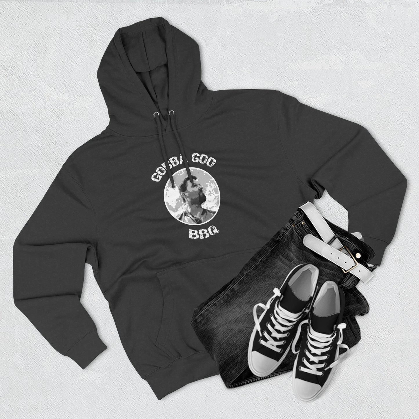Charcoal Gobba Goo BBQ Fleece Hoodie | Perfect for Summer Cookouts, Gifting, Outdoor Events, or Relaxing at Home, Unisex Pullover