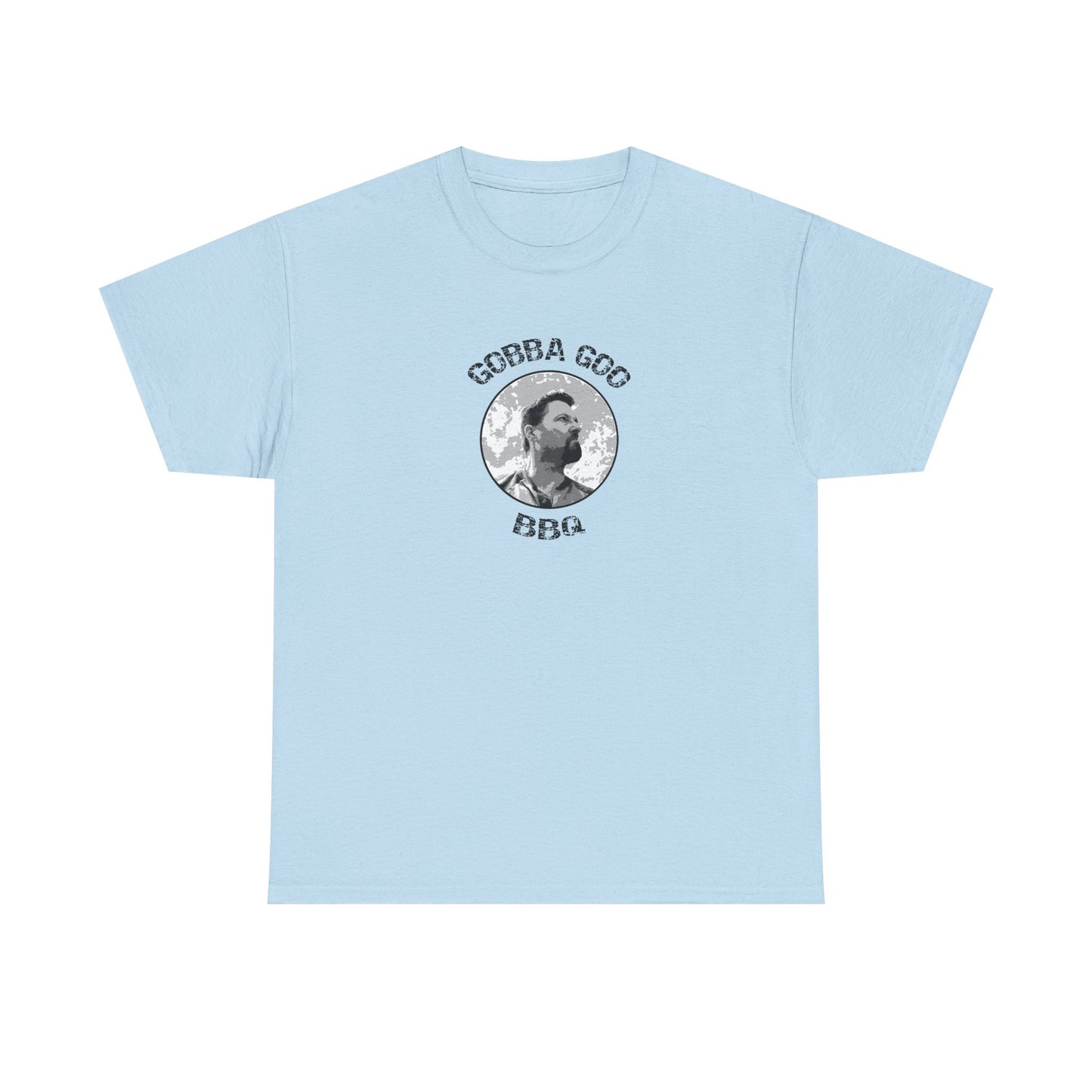 Sky Blue BBQ Unisex Heavy Cotton Tee, Graphic Tee, Casual Wear, Summer BBQ, Gift for Foodies, Comfortable T-Shirt