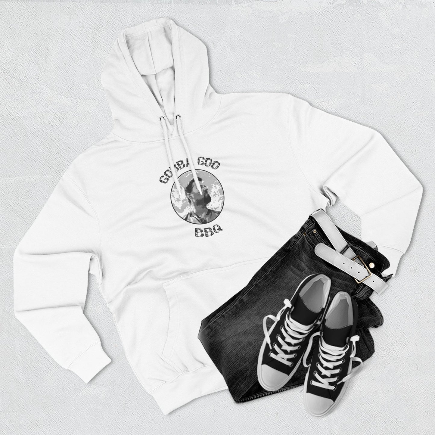 White Gobba Goo BBQ Fleece Hoodie | Perfect for Summer Cookouts, Gifting, Outdoor Events, or Relaxing at Home, Unisex Pullover