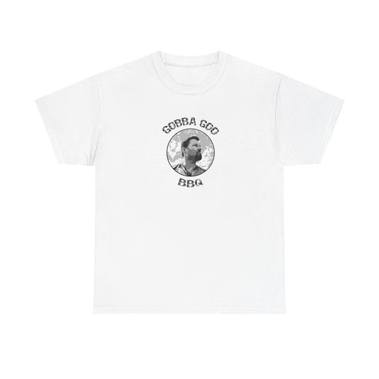 White BBQ Unisex Heavy Cotton Tee, Graphic Tee, Casual Wear, Summer BBQ, Gift for Foodies, Comfortable T-Shirt