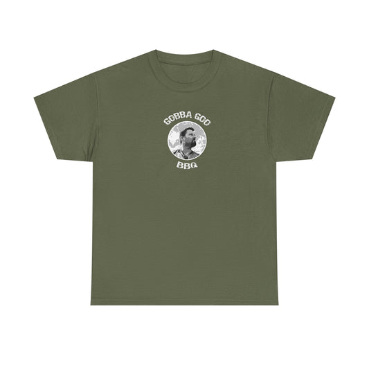 Military Green BBQ Unisex Heavy Cotton Tee, Graphic Tee, Casual Wear, Summer BBQ, Gift for Foodies, Comfortable T-Shirt