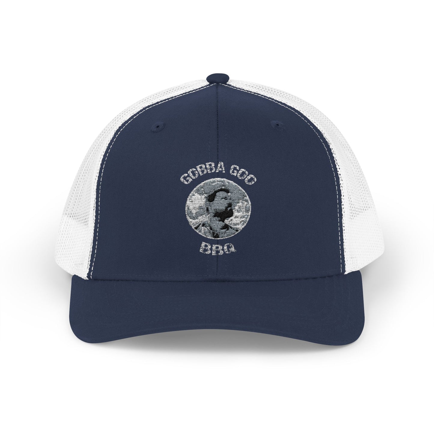 Navy/White Gobba Goo BBQ Snapback Trucker Cap - Gift for Grilling Enthusiasts, Stylish Outdoor Gear, [...]