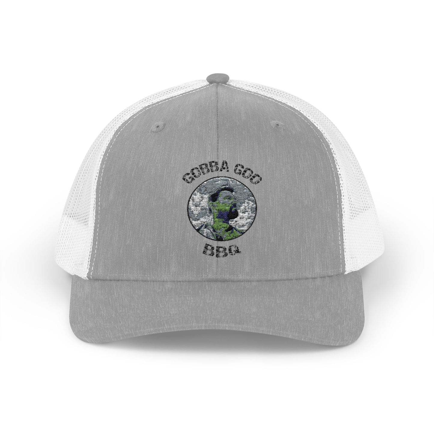 Gray/White Gobba Goo BBQ Snapback Trucker Cap - Gift for Grilling Enthusiasts, Stylish Outdoor Gear, [...]