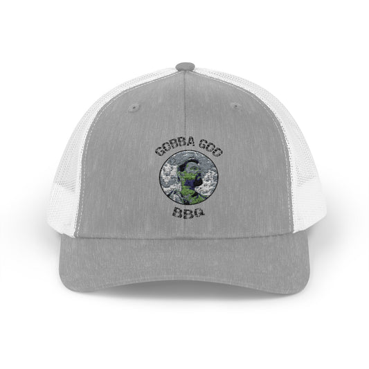 Gray/White Gobba Goo BBQ Snapback Trucker Cap - Gift for Grilling Enthusiasts, Stylish Outdoor Gear, [...]